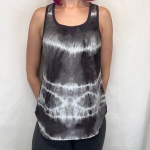 Sparkle & Fade Women's Racerback Tie Dye Tank Top M Med Medium Black White Grey